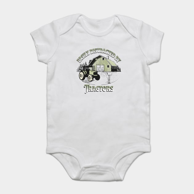 Easily Distracted By Tractors Baby Bodysuit by Prinyos